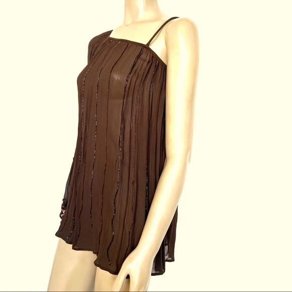 Vintage Brown Chiffon Off Shoulder One Sleeve Top - Picture 3 of 12